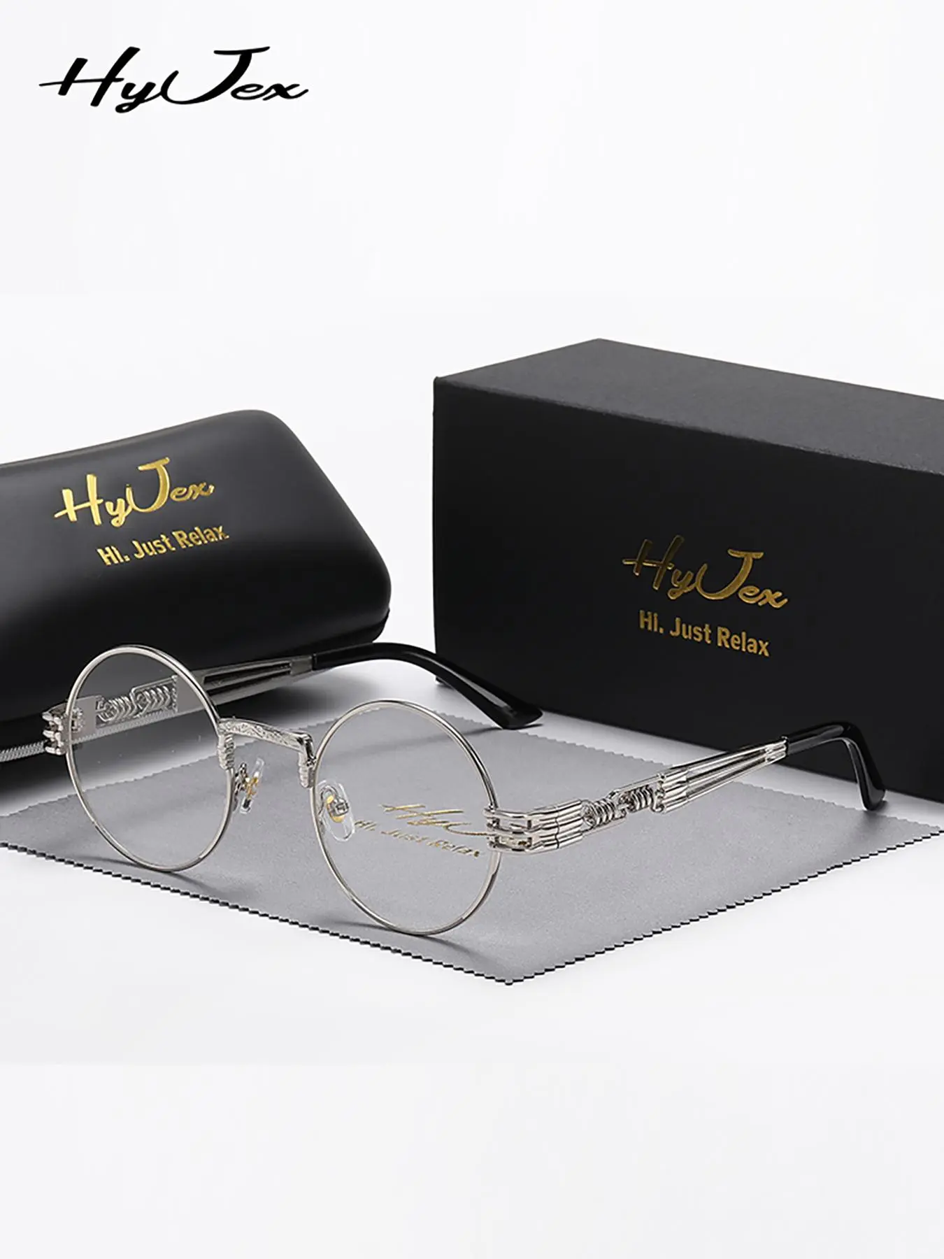 HyJex 1 Piece Unisex Full Frame Plano Glasses，High Definition Round Frame Plano Glasses，Suitable For Reading，Eyeglass Frames，Round Eyeglasses