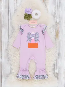 Lil’ Miss Candy Corn Embroidered Ruffle Romper