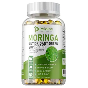 Pslalae - Moringa Leaf Powder Vegetarian Capsules - Vegan - Antioxidant Super Greens - Digestion & Heart, Immune & Brain, Bones & Joints, Hair & Skin