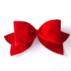 Large Lux Red Velvet Wired Holiday Double Oversized Christmas Tree Bow