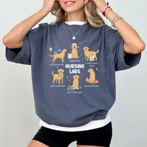 MAPTEES Funny Nurse Lab Comfort Colors Shirt, Nurse Dogs Graphic Tee, Punny Nurse T-shirt, Lab Dog Mom Outfits, Dog Lover Clothing