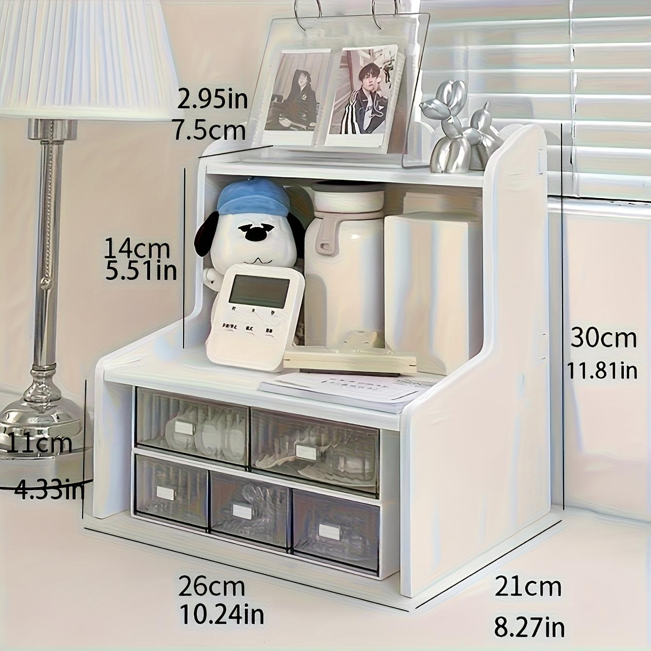 Minimalist White Desktop Organizer Shelf – Multi-Use Storage Rack for Books, Cosmetics & Office Supplies, Space-Saving Desk Organizer for Dorm, Bedroom & Home Office