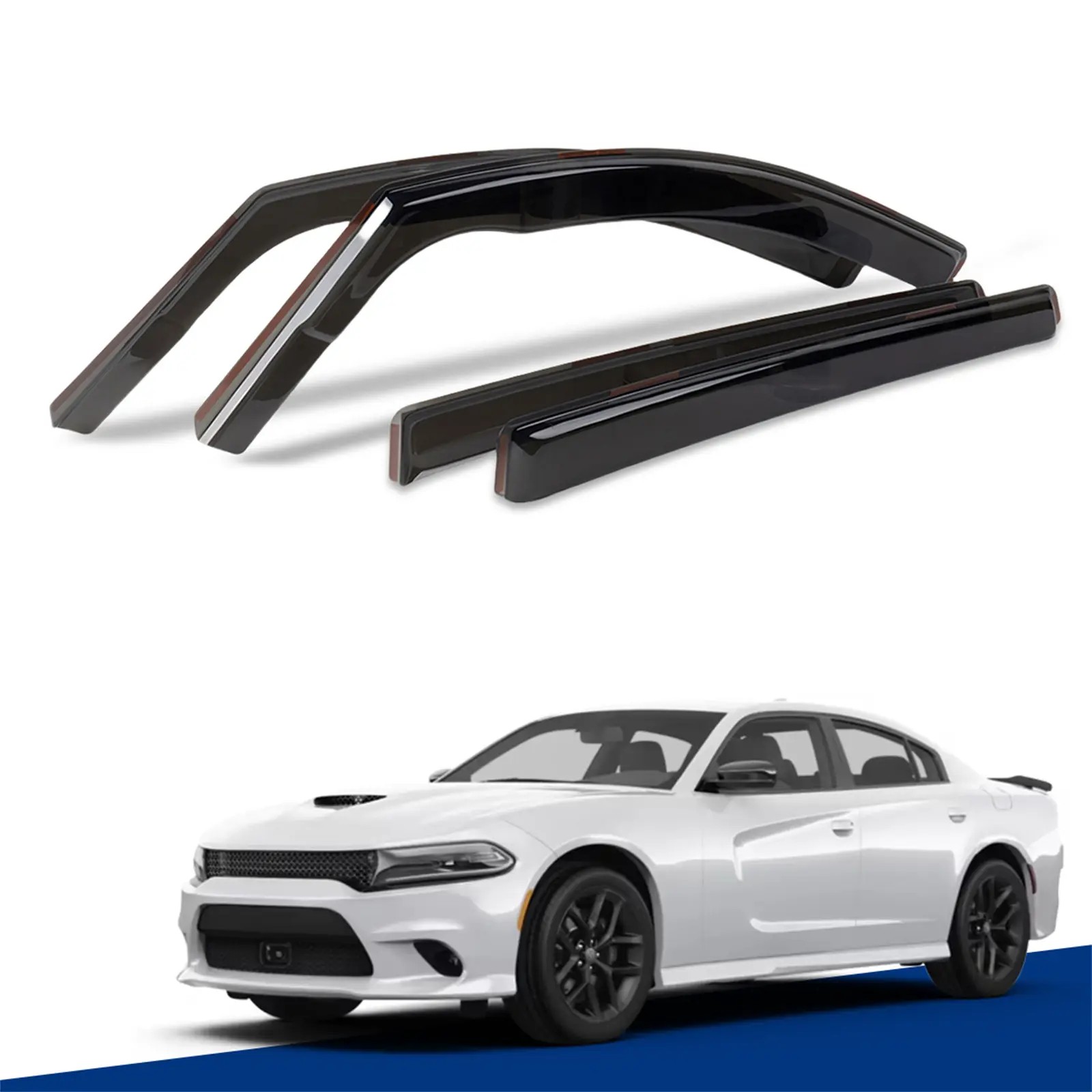 2011-2023 Dodge Charger - In-Channel Window Visors, 4PCS , Rain Guards, Vent Shades, Window Deflectors & Sun Shields (Not Tape-On)