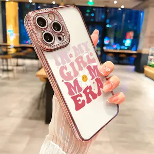 Mama Era luxury rhinestone decor phone case for iPhone 17 17Air 17Pro 17Promax 16 15 14 13 12 11 plus pro Max shockproof camera protector cover