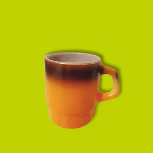 Vintage Anchor Hocking, Fire King Orange Ombre Stackable Coffee Mugs