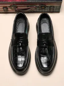 Men's Fashionable All-match Crocodile Embossed Elegant Plain Loafers, Business Casual Style Round Toe Slip-on Flat Loafers for Daily Wear, Fashion Shoes for Party, Daily Clothing Decor, Boy