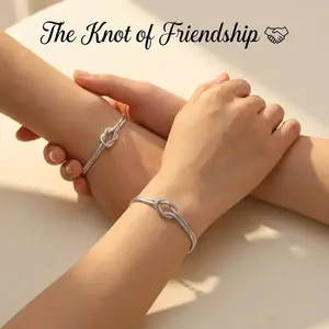 Love Knot Friendship Bracelet with Message Card – 18K Gold / 925 Silver Infinite Knot Adjustable Snake Chain Bracelet, Matching Partner Bracelet Gift for Best Friends Couples Boyfriend Girlfriend, Birthday Valentine's Day Christmas Gift