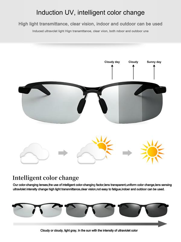 【dealsforyoudays】Paleshy HD Polarized Photochromic Sunglasses UV400 Protection, Unisex 2026 Summer Retro Oversized Simple Square Frame Fashion Accessories, Outdoor Sports Driving, Fishing, Golf, Running, Climbing Day Night Safety Glasses