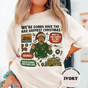 Comfort Colors We're Gonna Have The Hap Hap Happiest Christmas Cousin Eddie Christmas Vacation Shirt, Griswold's Family Christmas Sweatshirt, Griswold Co Christmas Farm Sweatshirt, Christmas Sweatshirt, Christmas Family Vacation Tee
