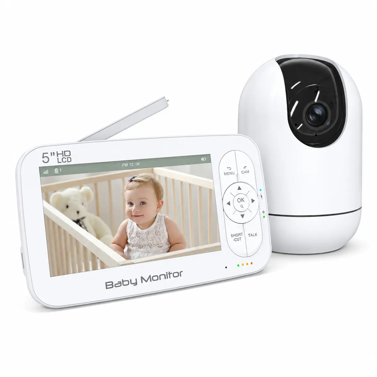 5" WiFi Baby Monitor with Camera, 720P HD Video, Tuya Smart App, Parent Unit, 360° Pan-Tilt, 2-Way Audio, Night Vision, VOX Alerts