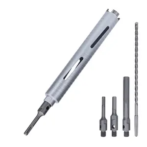 /4 inch  Dry Core Drill Bit, 10" Drilling Depth, 5/8"-11 Thread Core Drill Bit for Concrete Masonry Brick Block, Includes 3 Adapters SDS Plus, SDS Max and Hex (/4 inch)