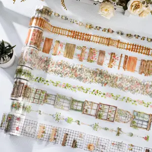 Garden Themed Washi Tape, 2 Rolls/bag Scrapbooking & Journal Making Tape, DIY Decorative Tape for Computer Cards Gift Wrapping