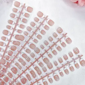 30Pcs French Tip Press On Nails -Glossy/Matte Nude Short Square French Tips,Soft Gel Nail Tips False Nails Extensions Nail Art DIY for Everyday And Holiday Wear.for Daily Commuting, Detachable Nail Pieces, with 1 Nail File And 1 Double-Sided Tape