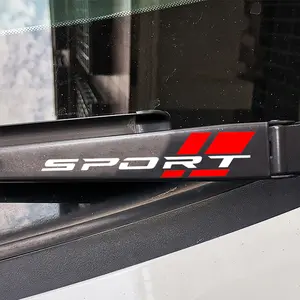 2PCS  Sporty Style Car Stickers Universal Car Sticker White and Red Contrast Color Design Waterproof Sun-proof Durable High-quality Vinyl Decals Suitable for Car Wipers, Rear-view Mirrors, Motorcycles, Creative Body Scratches Blocking Decorative Stickers