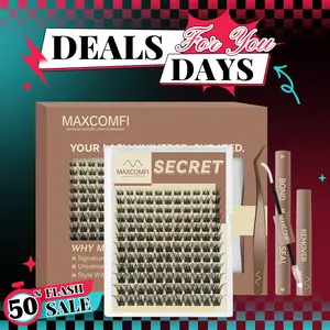 MaxComfi Secret Cluster Eyelash Clusters Kit - Individual Lashes Kit, Vibe-Enhanced, Long-Lasting, Waterproof, Super Soft, Thin Band, Natural Volume, Beginner-Friendly, DIY-Apply Daily Wear Cosmetic Eyelash Extensions Makeup, Eyelashes Extensions, Natural