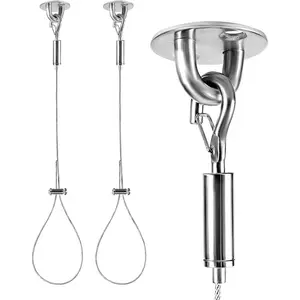 2 Packs Ceiling Support for Closet Rod, Prevents Sagging, 60'' Adjustable Closet Rod Support Bracket, Stainless Steel Ceiling Support Assembly, Heavy Duty Wardrobe Pipe Bracket Rod Holder