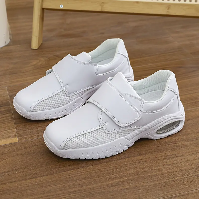Women's Breathable Mesh Nurse Shoes Hook & Loop Air Cushion Sole Non-Slip Lightweight Casual Sneakers All Day Standing Comfort Walking Shoes