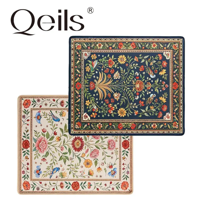 Qeils Soft Wrinkle-Resistant Floral Area Rug (36"x41") - Flannel Layer Top, Layered for Absorbency, Cozy, Anti-Slip Grip, Leakproof Quick-Dry, Decorative, Multi-Room Indoor Use, Quick-Dry for Busy Homes, Area Rugs for Living Room