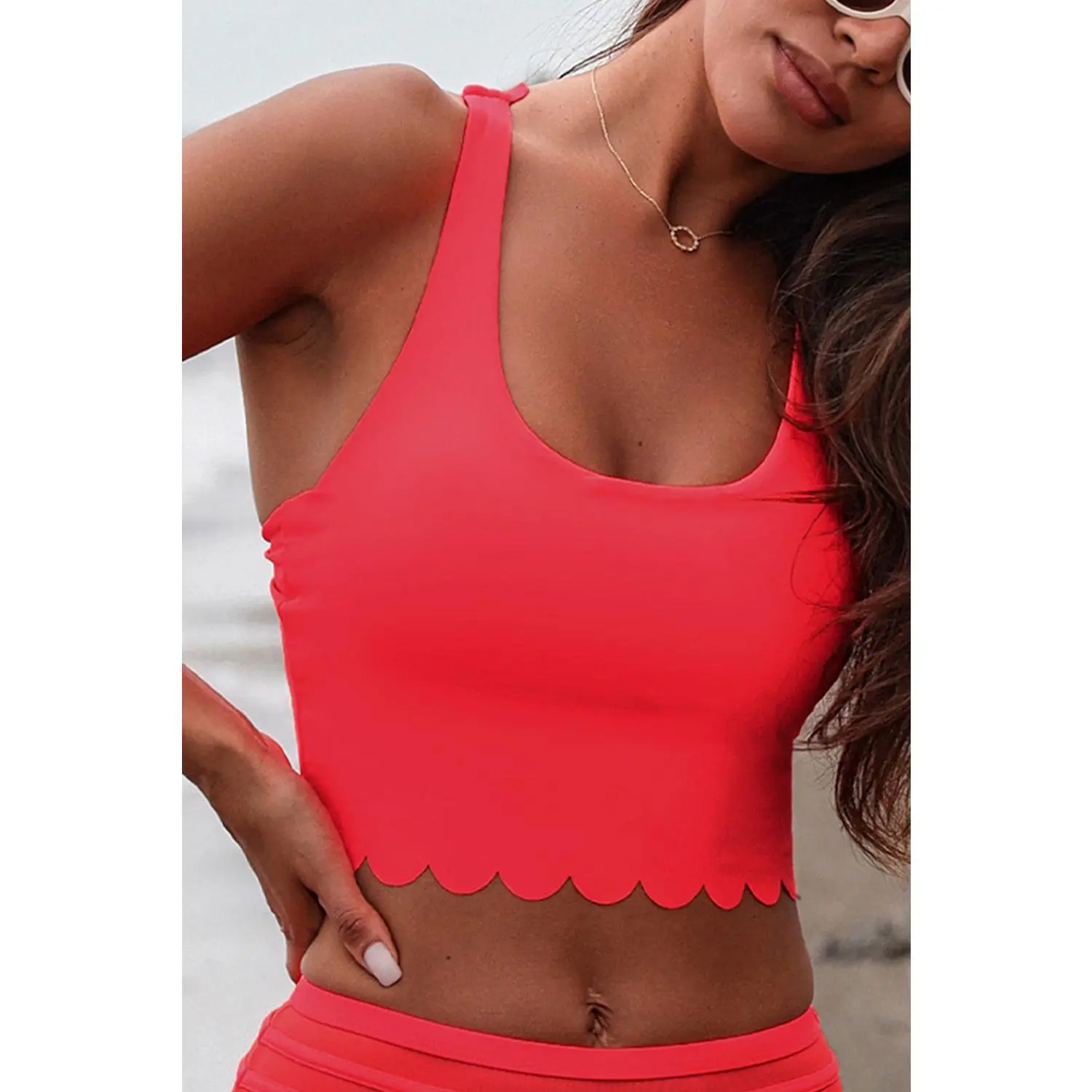 Crisscross Scoop Neck Swim Top
