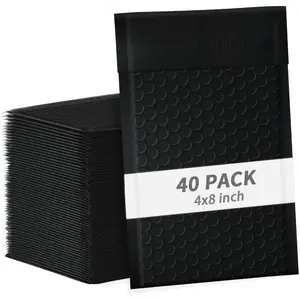 4x8 Inch Black Self-Seal Poly Padded Bubble Mailers 40 Pack - Padded Envelopes for Small Businesses Packaging Mailing Jewelry Cosmetics Electronics Cards