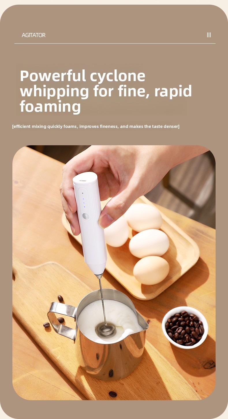 Electric Milk Frother Handheld with 3-Speed Adjustable Whisk, Fast Frothing Coffee Tools, Portable Wireless Foam Maker for Hot & Cold Drinks