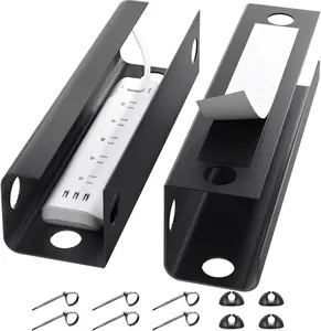 Yecaye 2 Pack Cable Management under Desk, 31.5 in under Desk Cable Management Tray,Cord Hider,Cord Organizer, No Screw Wire Management for Office and Home, Black