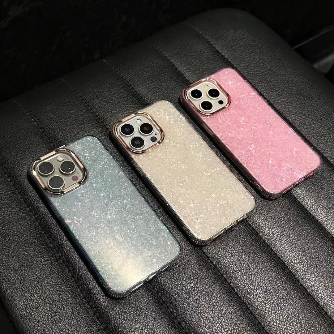 Phone Case: Glitter Shell Pattern Compatible with iPhone 17 Pro Max Case Starry Sky Apple 16/15/14/13 Goddess Protective Cover Shockproof