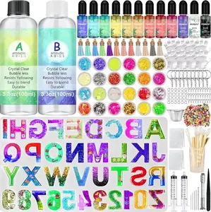 Resin Alphabet Mold Starter Kit 169 Pcs Letter Silicone Keychain Molds Reversed Backward Number Molds with Epoxy Resin Pigments Tools for Resin Beginners Adults Kids Jewelry Pendant