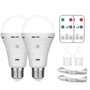 Rechargeable LED Bulb, E27 Screw Base Smart LED Bulb, Dimmable LED Bulb with Remote Control, LED Light Bulb for Home, Bedroom, Living Room, Adjustable Led Lights
