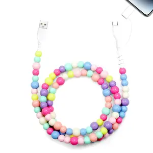 Beaded Charging Cords - Fit for all device USBC & Lightening 2-in-1 data line, decorative effect, Christmas Gift, Type C Charging