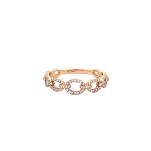 14K Gold Diamond Link Ring