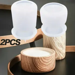 2pcs Cup and jar storage molds DIY crystal dropper epoxy resin storage cup moulds, DIY gypsum cup wax decoration ornament with lid, easy demolding cup mold