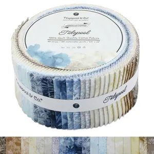 Tinyspool & Co. Tidepool Jelly Roll Fabric Strips 40 Assorted Bundle Soft 100% American Cotton OEKO-TEX Certified for Quilting Crafting Sewing Home Decor Purse Making