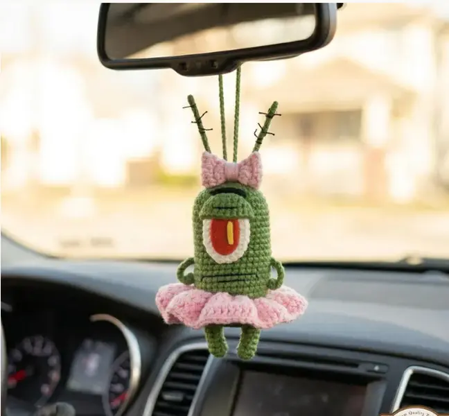 Handmade Plankton In Tutu Crochet Car Hanging, Funny Mirror Decor