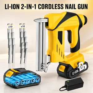 20V Li-ion 2-in-1 Cordless Nail Gun/Cordless Li-ion Nail Gun for Home Renovation/2-in-1 Cordless Nail Gun Powerful Li-ion Electric Nailer/Powerful Motor Cordless Nail Gun 20V Li-ion Nailer for Woodworking and Renovation