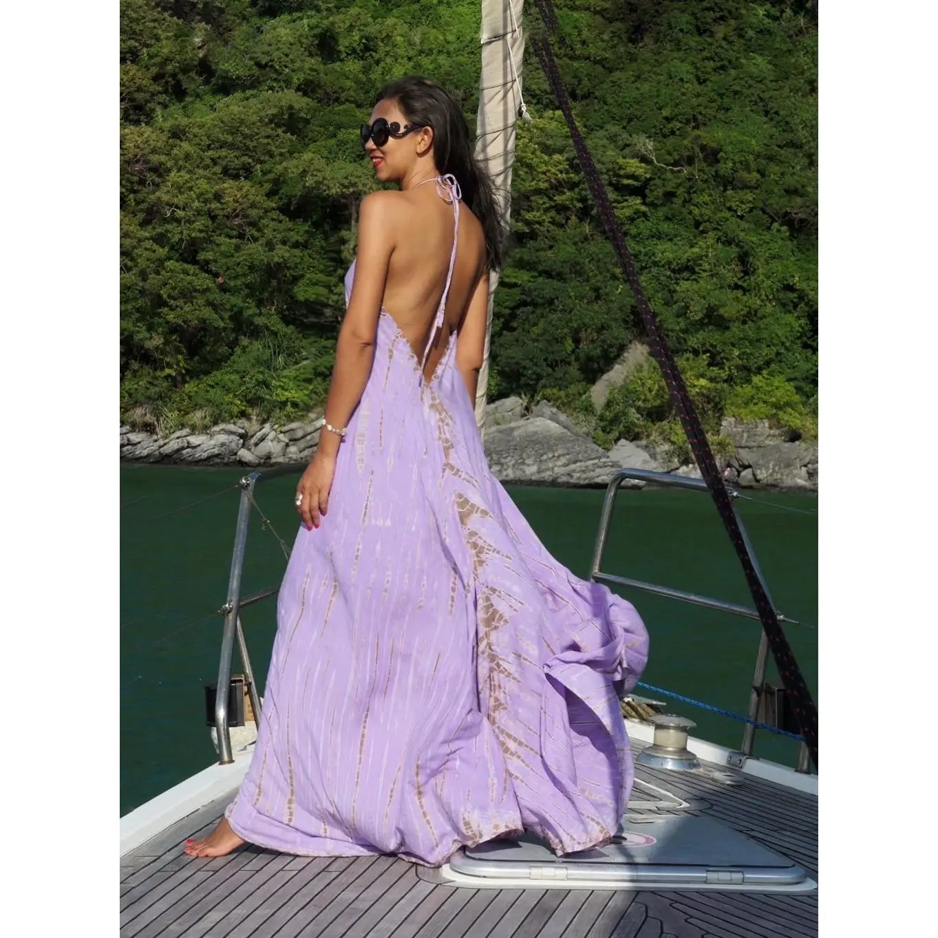 Flamingo Tie Dye Maxi Dress - Lavender