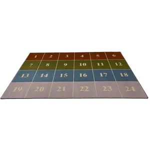 Classroom Seating Rug With 24 Squares EARTH TONE