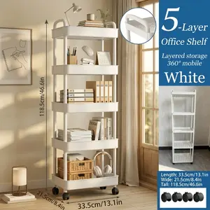 rage rack, movable shelf, 4 universal wheels, suitable for kitchen, bathroom, living room, office, multi-scene use, Organiser, plastic material, cannot place heavy objects