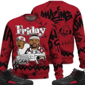 Bloodline 12s Outfit Ugly Sweater, Meme Friday Graphic Tee Sneaker Color Match Shirts
