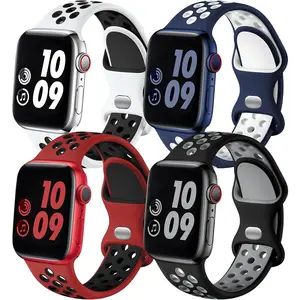 4 Pack Sport Bands Compatible with Apple Watch Bands for Men Women 49mm 46mm 45mm 44mm 42mm 41mm 40mm 38mm,Breathable Soft Silicone Strap for iWatch Band Series 11 10 SE Ultra 9 8 7 6 5 4 3 2 1