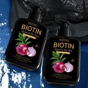 ROZINO Biotin Onion & Tea Tree 3 in 1 Shampoo for Hair Growth Thickening Strengthening Fluffy Moisturizing Hair Care with Multiple Plant Extracts