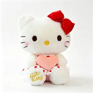 Viral TikTok Sanrio Hello Kitty Heart-Holding Plush Toy 15.75 Inches Ultra Soft Fluffy Stuffed Doll for Bedroom Decor & Cuddling