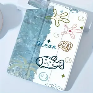 This blue ocean-themed case features an adjustable stand and pen slot, and is a foldable, non-slip TPU protective case suitable for Samsung, iPad mini, iPad Air, iPad Pro/iPad 10th and 11th generation iPads.