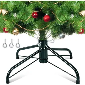 Christmas Tree Stand Base Replacement (Length16.1, Dia 1.25") for Artificial Trees up to 2-7 FT, Heavy Duty Folding Dark Green Christmas Tree Stand