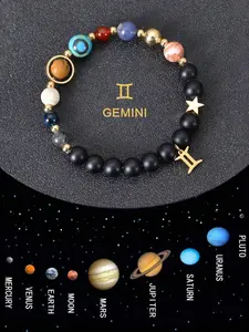 Unisex Zodiac Bracelet Set, Natural Stone Solar System Jewelry, Constellation Pendants, Perfect Gift for Valentine's Day & Father's Day