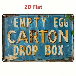 Vintage Farmhouse Wall Decor Empty Egg Carton Drop Box Country Garden Shed Cafe Aluminum Sign 12x8 Inch Rustic Patio Bar Man Cave Decor