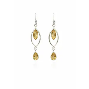 Citrine Open Oval Drop Earrings