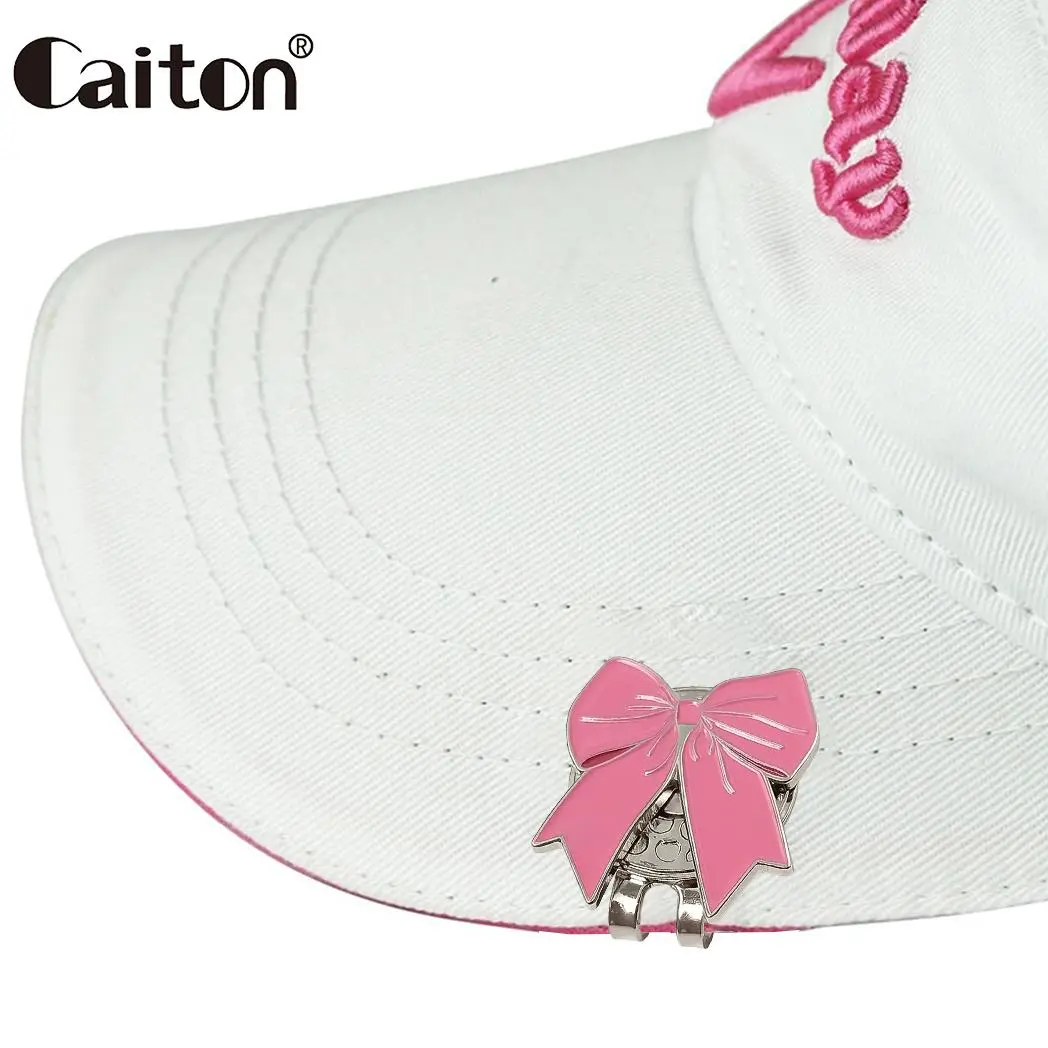 Caiton Pink Bow Golf Hat Clip with Magnetic Ball Marker, Golf Accessories, Durable Hat Accessory, Lightweight and Functional for Women Golfers, Gift Idea, Golf Gifts for Cap Decoration and Tee Marker Use in Practice or Tournaments