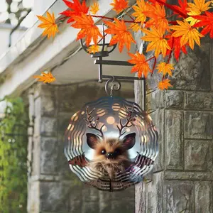 10 Inch Metal Bat Antler Wind Spinner Boho Suncatcher with Stained Glass Decor for Indoor Outdoor Garden Christmas Halloween Easter Gifts