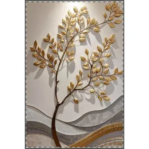 Gold Leaf Tree Satin Poster | Botanical Wall Art, Metallic Home Decor